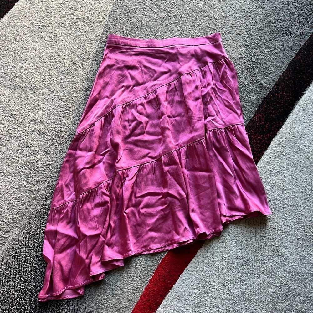 Nakd Pink Rose Shiny Asymmetrical Skirt